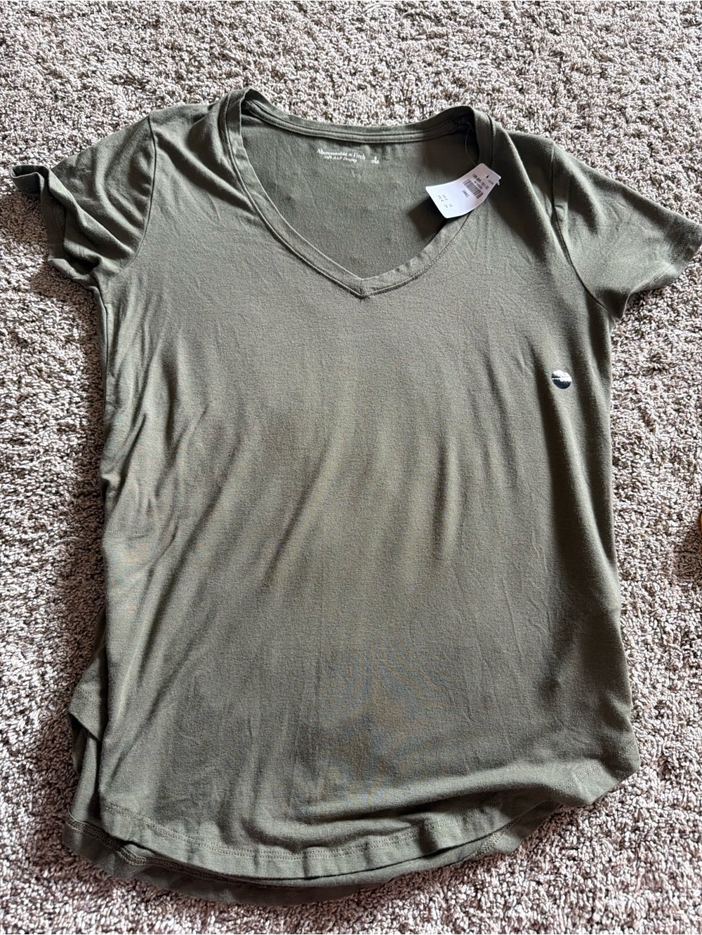 Abercrombie & Fitch Olive Green V-Neck Short Sleeve Tee